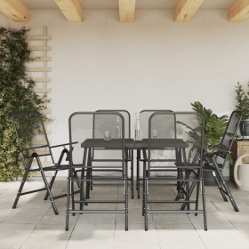 Juego de comedor de jardín 7 pzas malla metálica gris antracita en Conjuntos de jardín | Comprar online en Foru.es