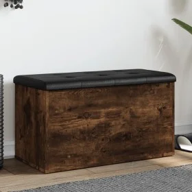 Bank mit Stauraum aus geräucherter Eiche, 82 x 42 x 45 cm von , Bänke für Hallen und Lager - Ref: Foro24-835051, Preis: 73,59...