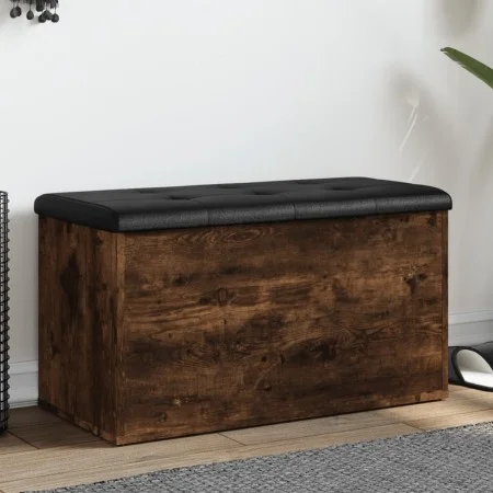 Bench with storage engineered wood smoked oak 82x42x45cm by , Benches for halls and storage - Ref: Foro24-835051, Price: 73,5...
