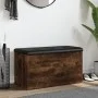 Bench with storage engineered wood smoked oak 82x42x45cm by , Benches for halls and storage - Ref: Foro24-835051, Price: 73,5...