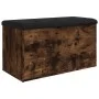 Bench with storage engineered wood smoked oak 82x42x45cm by , Benches for halls and storage - Ref: Foro24-835051, Price: 73,5...