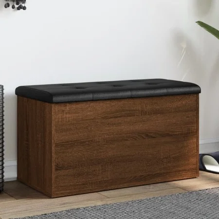 Brown oak engineered wood storage bench 82x42x45 cm by , Benches for halls and storage - Ref: Foro24-835053, Price: 73,70 €, ...
