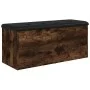 Bank aus Holzwerkstoff mit Stauraum, geräucherte Eiche, 102 x 42 x 45 cm von , Bänke für Hallen und Lager - Ref: Foro24-83505...