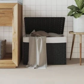 Cesto de ropa sucia con tapa ratán sintético negro 55,5x35x34cm de , Cestas para ropa - Ref: Foro24-372052, Precio: 54,90 €, ...