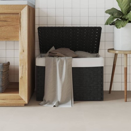 Cesto de ropa sucia con tapa ratán sintético negro 55,5x35x34cm de , Cestas para ropa - Ref: Foro24-372052, Precio: 57,39 €, ...