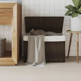 Cesto para ropa sucia con tapa ratán marrón oscuro 55,5x35x34cm de , Cestas para ropa - Ref: Foro24-372050, Precio: 41,94 €, ...