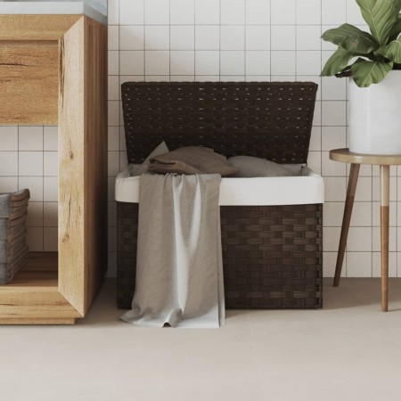 Cesto para ropa sucia con tapa ratán marrón oscuro 55,5x35x34cm de , Cestas para ropa - Ref: Foro24-372050, Precio: 46,39 €, ...