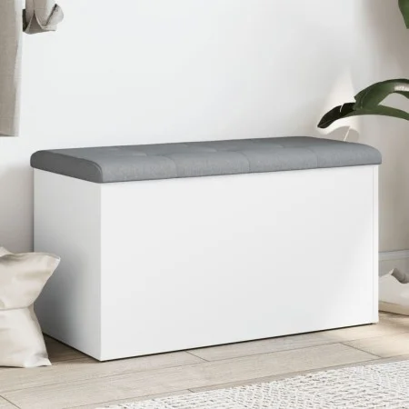 White engineered wood storage bench 82x42x45 cm by , Benches for halls and storage - Ref: Foro24-835047, Price: 67,03 €, Disc...