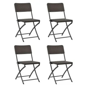 Sillas de jardín plegables 4 unidades HDPE y acero marrón de vidaXL, Sillas de jardín - Ref: Foro24-44552, Precio: 197,13 €, ...