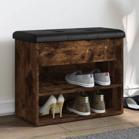 Shoe bench engineered wood smoked oak 62x32x50 cm by , Benches for halls and storage - Ref: Foro24-835100, Price: 60,90 €, Di...