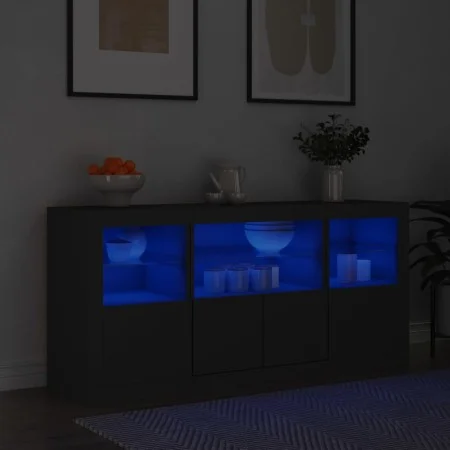 Sideboard mit LED-Leuchten schwarz 142,5x37x67 cm von , Sideboards - Ref: Foro24-3209066, Preis: 185,01 €, Rabatt: %