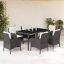 Set de comedor de jardín 7 pzas y cojines ratán sintético negro en Conjuntos de jardín | Comprar online en Foru.es