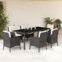 Set de comedor de jardín 7 pzas y cojines ratán sintético negro en Conjuntos de jardín | Comprar online en Foru.es