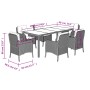 Set de comedor de jardín 7 pzas y cojines ratán sintético negro en Conjuntos de jardín | Comprar online en Foru.es