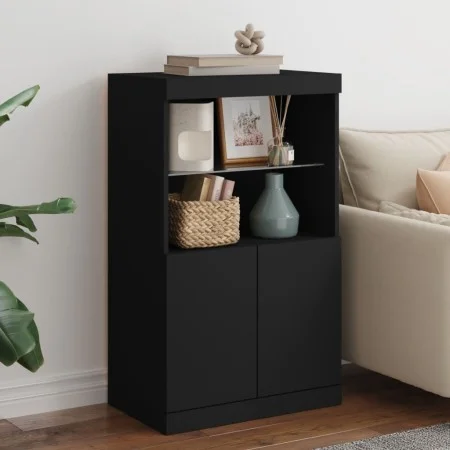 Aparador con luces LED negro 60,5x37x100 cm de , Aparadores - Ref: Foro24-836666, Precio: 78,92 €, Descuento: %