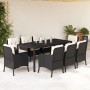Set de comedor de jardín 9 pzas y cojines ratán sintético negro en Conjuntos de jardín | Comprar online en Foru.es