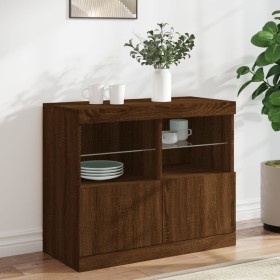 Aparador con luces LED roble marrón 81x37x67 cm de , Aparadores - Ref: Foro24-836664, Precio: 81,59 €, Descuento: %