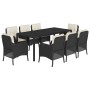 Set de comedor de jardín 9 pzas y cojines ratán sintético negro en Conjuntos de jardín | Comprar online en Foru.es