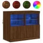 Aparador con luces LED roble marrón 81x37x67 cm de , Aparadores - Ref: Foro24-836664, Precio: 80,36 €, Descuento: %