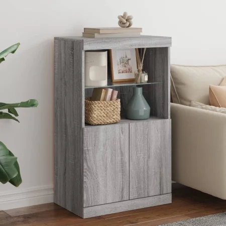 Sideboard with LED lights Sonoma gray 60.5x37x100 cm by , Sideboards - Ref: Foro24-836670, Price: 86,49 €, Discount: %
