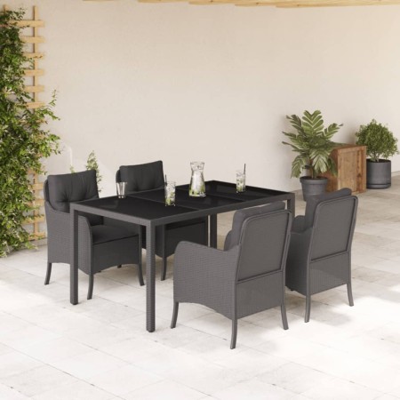 Set de muebles jardín 5 pzas con cojines ratán sintético negro en Conjuntos de jardín | Comprar online en Foru.es