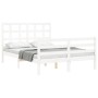 Estructura cama de matrimonio con cabecero madera maciza blanco de , Camas y somieres - Ref: Foro24-3193962, Precio: 151,58 €...