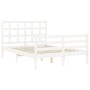 Estructura cama de matrimonio con cabecero madera maciza blanco de , Camas y somieres - Ref: Foro24-3193962, Precio: 151,58 €...