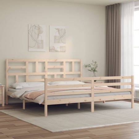 Estructura de cama de matrimonio con cabecero madera maciza de , Camas y somieres - Ref: Foro24-3194911, Precio: 167,79 €, De...