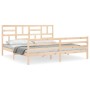 Estructura de cama de matrimonio con cabecero madera maciza de , Camas y somieres - Ref: Foro24-3194911, Precio: 167,79 €, De...
