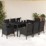 Set de comedor de jardín 9 pzas y cojines ratán sintético negro en Conjuntos de jardín | Comprar online en Foru.es