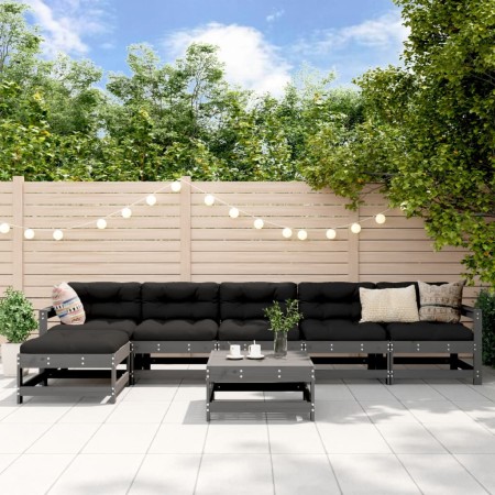 Juego de muebles de jardín 7 piezas madera maciza de pino gris de , Conjuntos de jardín - Ref: Foro24-3186426, Precio: 422,28...