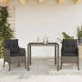 Set comedor de jardín 3 piezas con cojines ratán sintético gris en Conjuntos de jardín | Comprar online en Foru.es