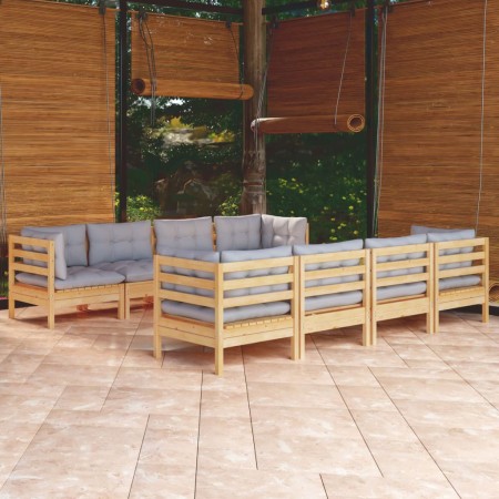 Juego de muebles de jardín 9 pzas y cojines madera maciza pino de , Conjuntos de jardín - Ref: Foro24-3096165, Precio: 708,87...