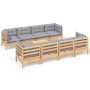 Juego de muebles de jardín 9 pzas y cojines madera maciza pino de , Conjuntos de jardín - Ref: Foro24-3096165, Precio: 708,87...