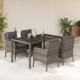Set comedor de jardín 5 piezas con cojines ratán sintético gris en Conjuntos de jardín | Comprar online en Foru.es