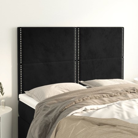Cabeceros 4 unidades terciopelo negro 72x5x78/88 cm de , Cabeceros y pies de cama - Ref: Foro24-3116242, Precio: 83,32 €, Des...