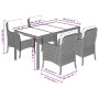 Set comedor de jardín 5 piezas con cojines ratán sintético gris en Conjuntos de jardín | Comprar online en Foru.es
