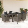 Set comedor jardín 7 pzas y cojines ratán sintético gris en Conjuntos de jardín | Comprar online en Foru.es