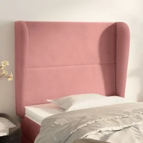 Cabecero con orejas de terciopelo rosa 83x23x118/128 cm de , Cabeceros y pies de cama - Ref: Foro24-3117851, Precio: 73,65 €,...
