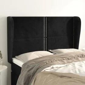 Cabecero con orejas de terciopelo negro 147x23x118/128 cm de , Cabeceros y pies de cama - Ref: Foro24-3117866, Precio: 115,58...