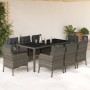 Set comedor jardín 9 pzas y cojines ratán sintético gris en Conjuntos de jardín | Comprar online en Foru.es