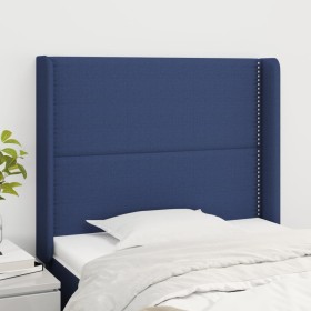 Cabecero con orejas de tela azul 93x16x118/128 cm de , Cabeceros y pies de cama - Ref: Foro24-3119428, Precio: 60,04 €, Descu...
