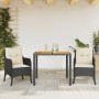 Set comedor de jardín 3 pzas con cojines ratán sintético negro en Conjuntos de jardín | Comprar online en Foru.es