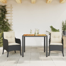 Set comedor de jardín 3 pzas con cojines ratán sintético negro en Conjuntos de jardín | Comprar online en Foru.es