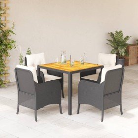 Set de muebles jardín 5 pzas con cojines ratán sintético negro en Conjuntos de jardín | Comprar online en Foru.es