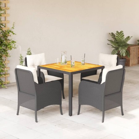 Set de muebles jardín 5 pzas con cojines ratán sintético negro en Conjuntos de jardín | Comprar online en Foru.es