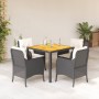 Set de muebles jardín 5 pzas con cojines ratán sintético negro en Conjuntos de jardín | Comprar online en Foru.es