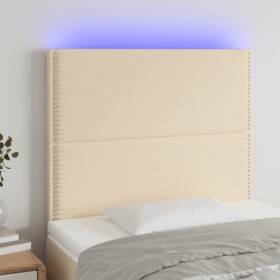 Cabecero con luces LED tela crema 100x5x118/128 cm de , Cabeceros y pies de cama - Ref: Foro24-3122279, Precio: 56,47 €, Desc...
