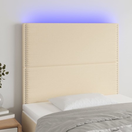 Cabecero con luces LED tela crema 100x5x118/128 cm de , Cabeceros y pies de cama - Ref: Foro24-3122279, Precio: 56,47 €, Desc...