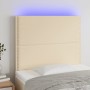 Cabecero con luces LED tela crema 100x5x118/128 cm de , Cabeceros y pies de cama - Ref: Foro24-3122279, Precio: 56,47 €, Desc...